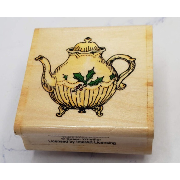 Lot of 5 Wood Mounted Rubber Stamps Home Tea Country - Picture 11 of 16